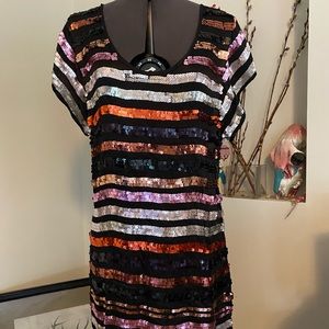 French Connection, multi colored sequin dress, size 0